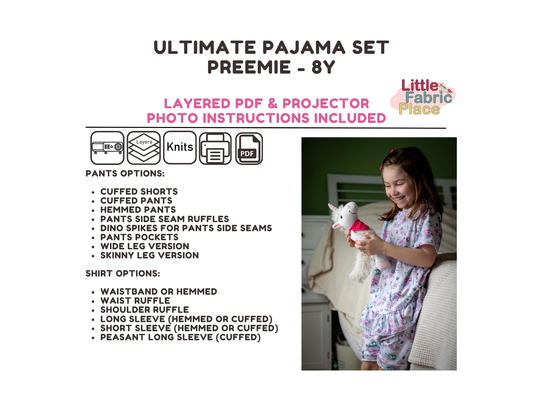 Ultimate Pajama Set Digital Sewing Pattern - PDF print and projector