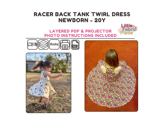 Racer back tank Twirl Dress Sewing Pattern - PDF print and projector