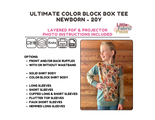 Ultimate Color Block Box Tee Digital Sewing Pattern - PDF print and projector