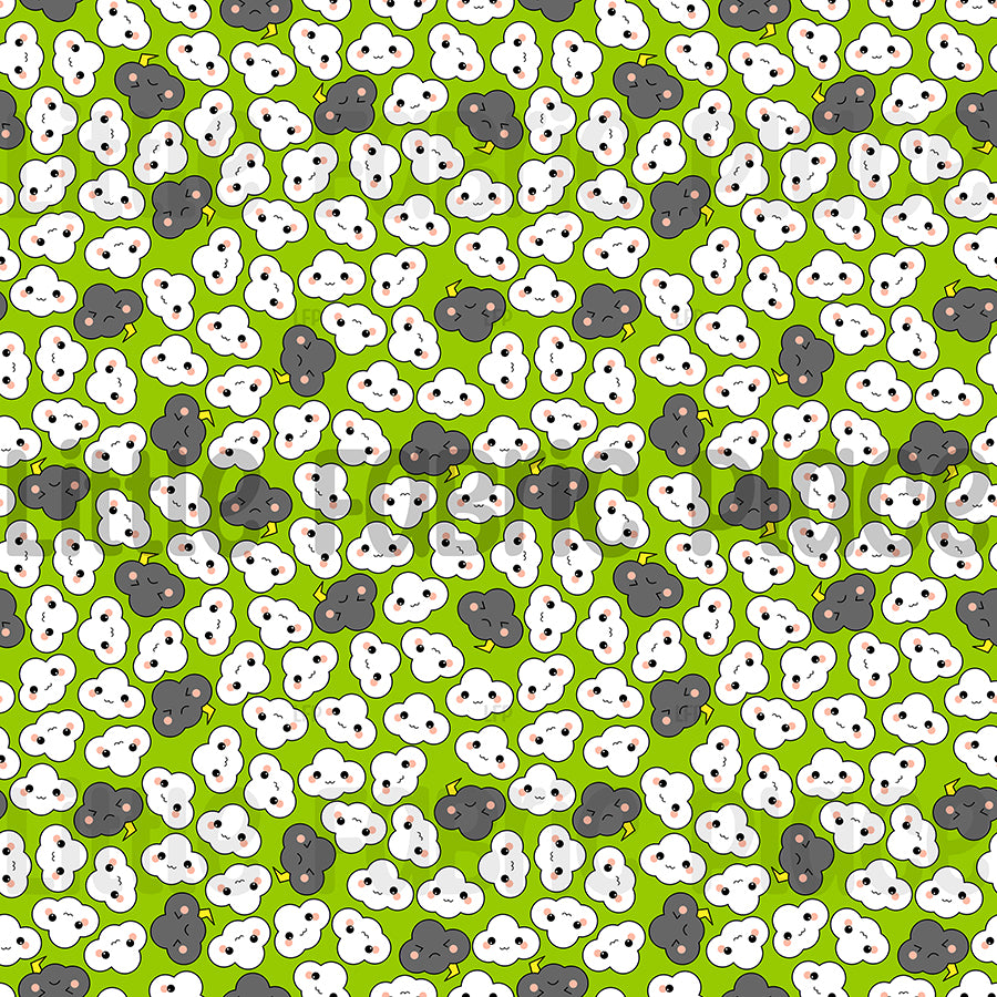 Cranky Clouds on Lime Green Seamless file