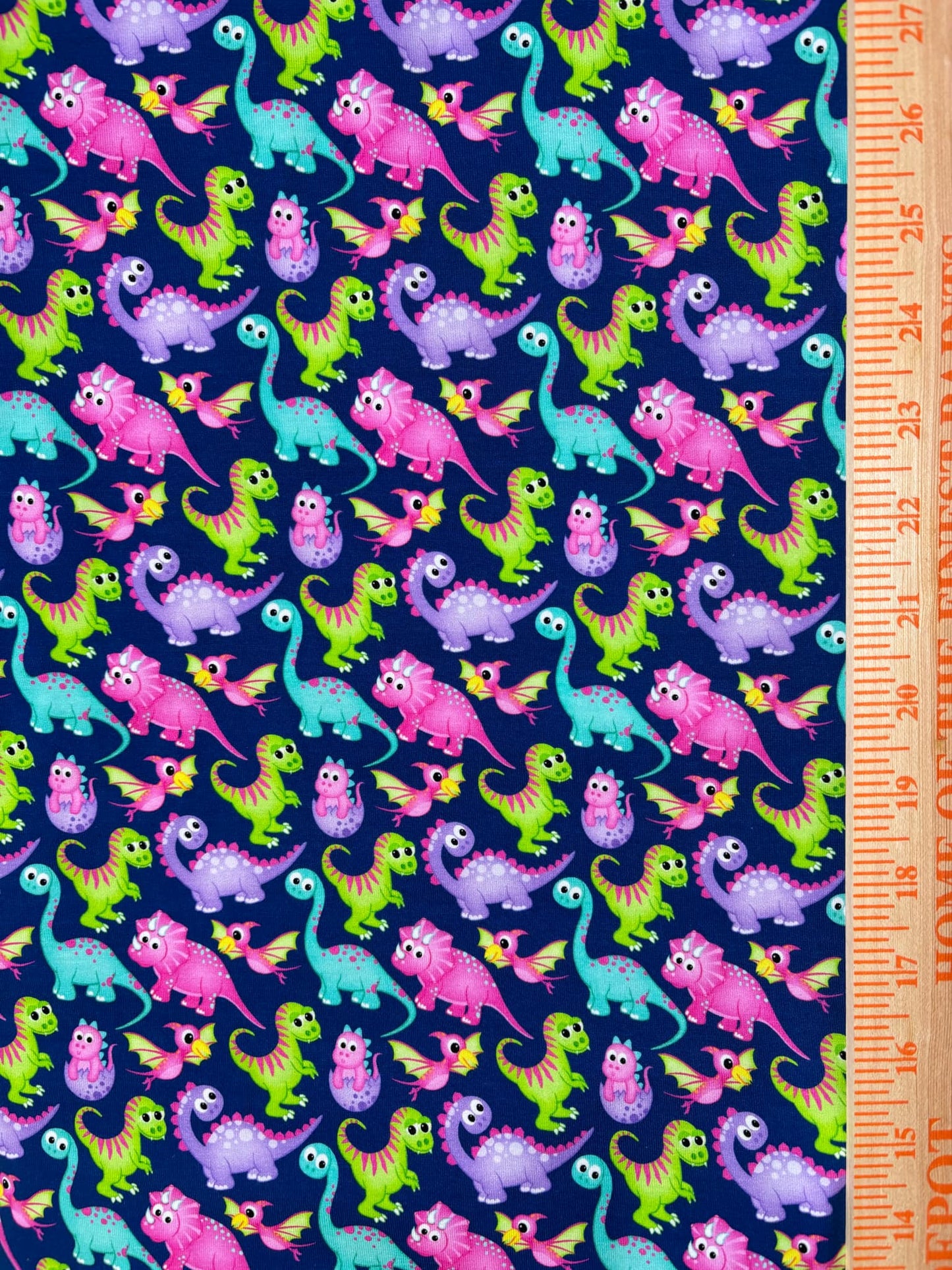 Dinosaurs Cotton Lycra Knit Fabric by the yard