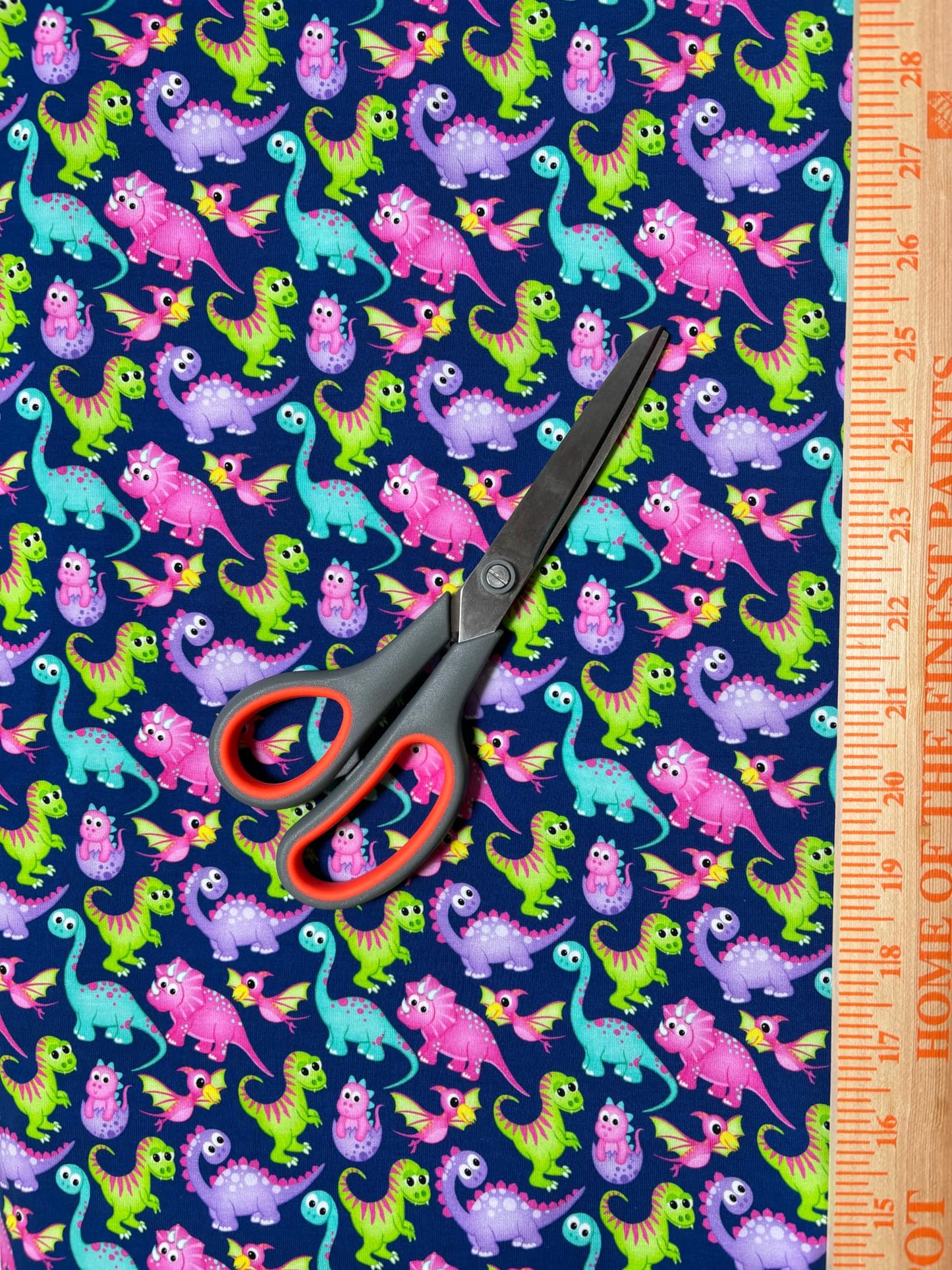 Dinosaurs Cotton Lycra Knit Fabric by the yard