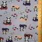 Purple Pandas Cotton Lycra Knit Fabric by the yard (Copy)