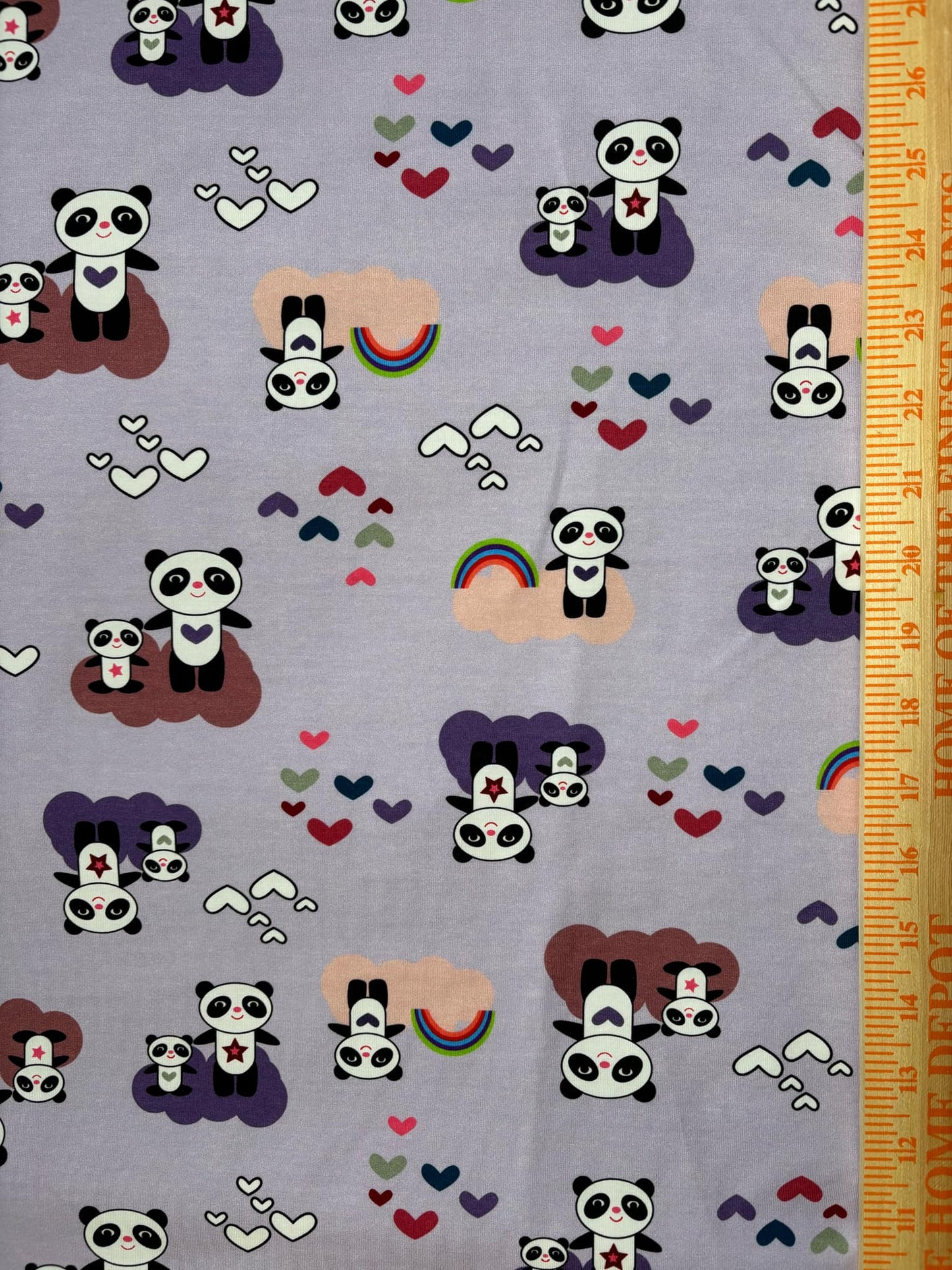 Purple Pandas Cotton Lycra Knit Fabric by the yard (Copy)