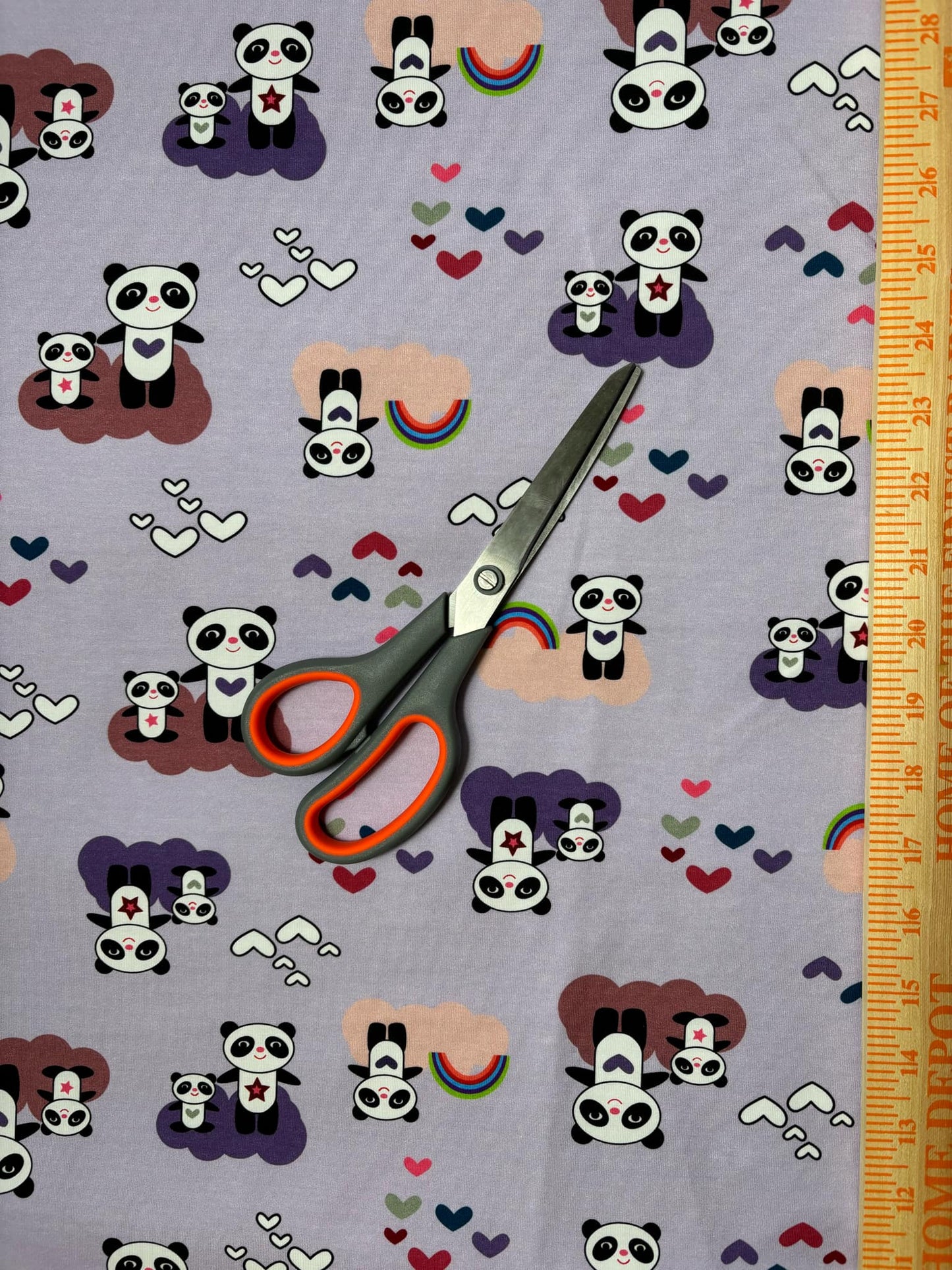 Purple Pandas Cotton Lycra Knit Fabric by the yard (Copy)