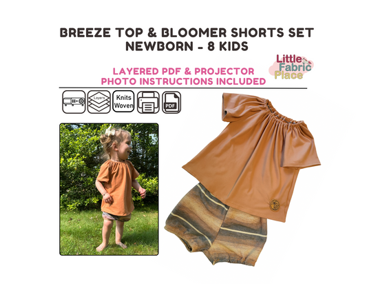 Breeze Top and Bloomer Shorts Set Digital Sewing Pattern - PDF print and projector