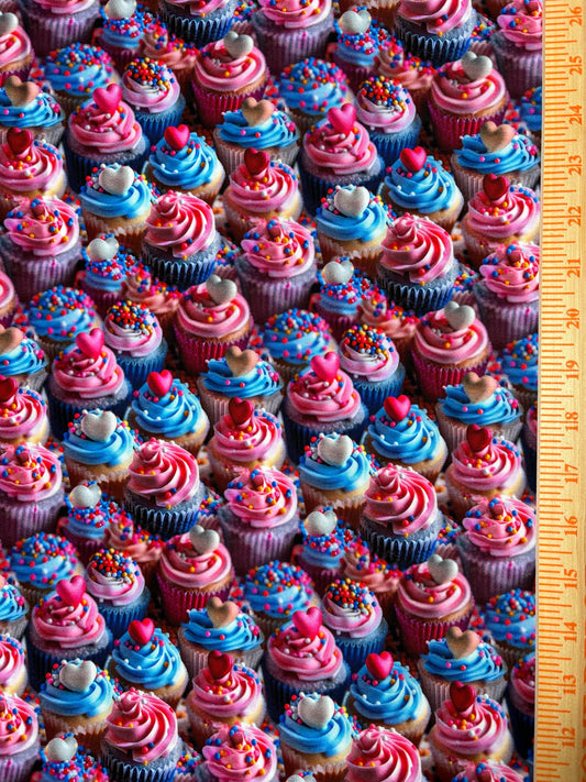 Cupcakes Cotton Lycra Knit Fabric by the yard