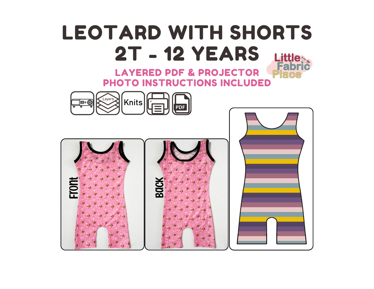 Leotard Gymnastics & Dance Digital Sewing Pattern - PDF print and projector