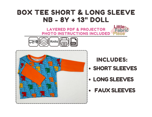 Box Tee Digital Sewing Pattern - PDF print and projector