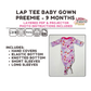 Lap Tee Gown for Babies Digital Sewing Pattern - PDF print and projector