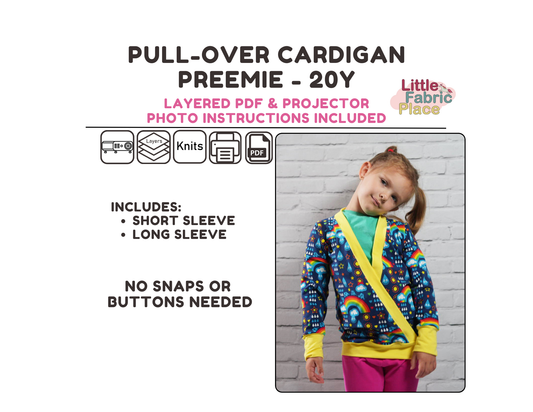 Pull Over Cardigan Sewing Pattern - PDF print and projector