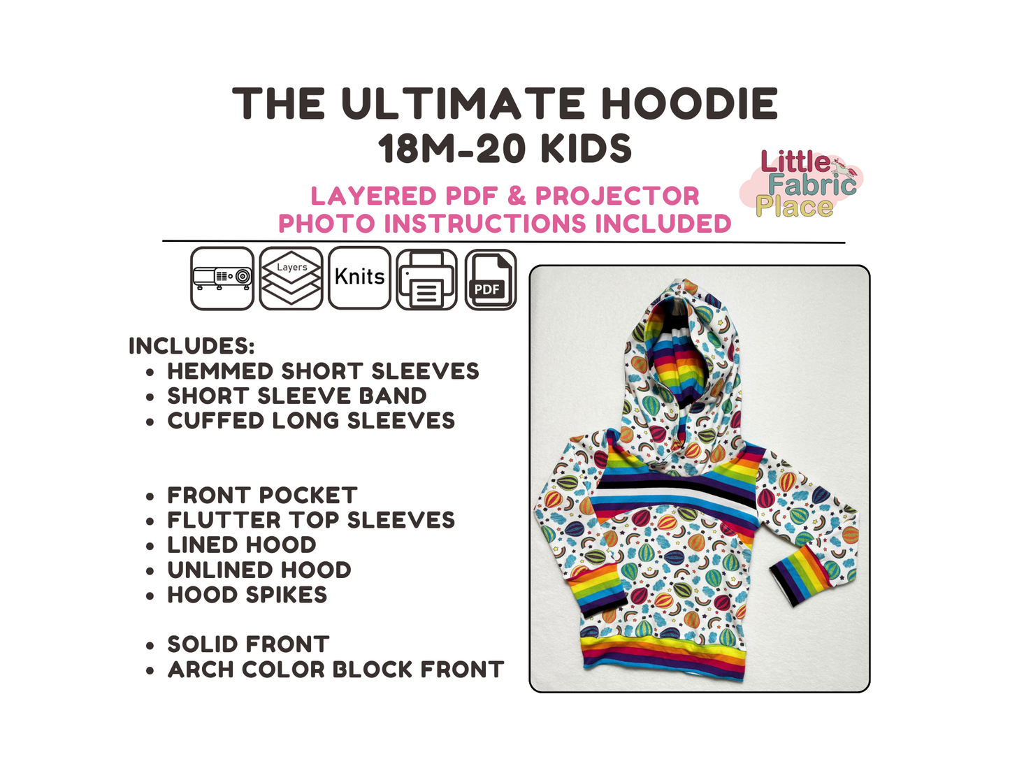 The Ultimate Hoodie Shirt Digital Sewing Pattern - PDF print and projector