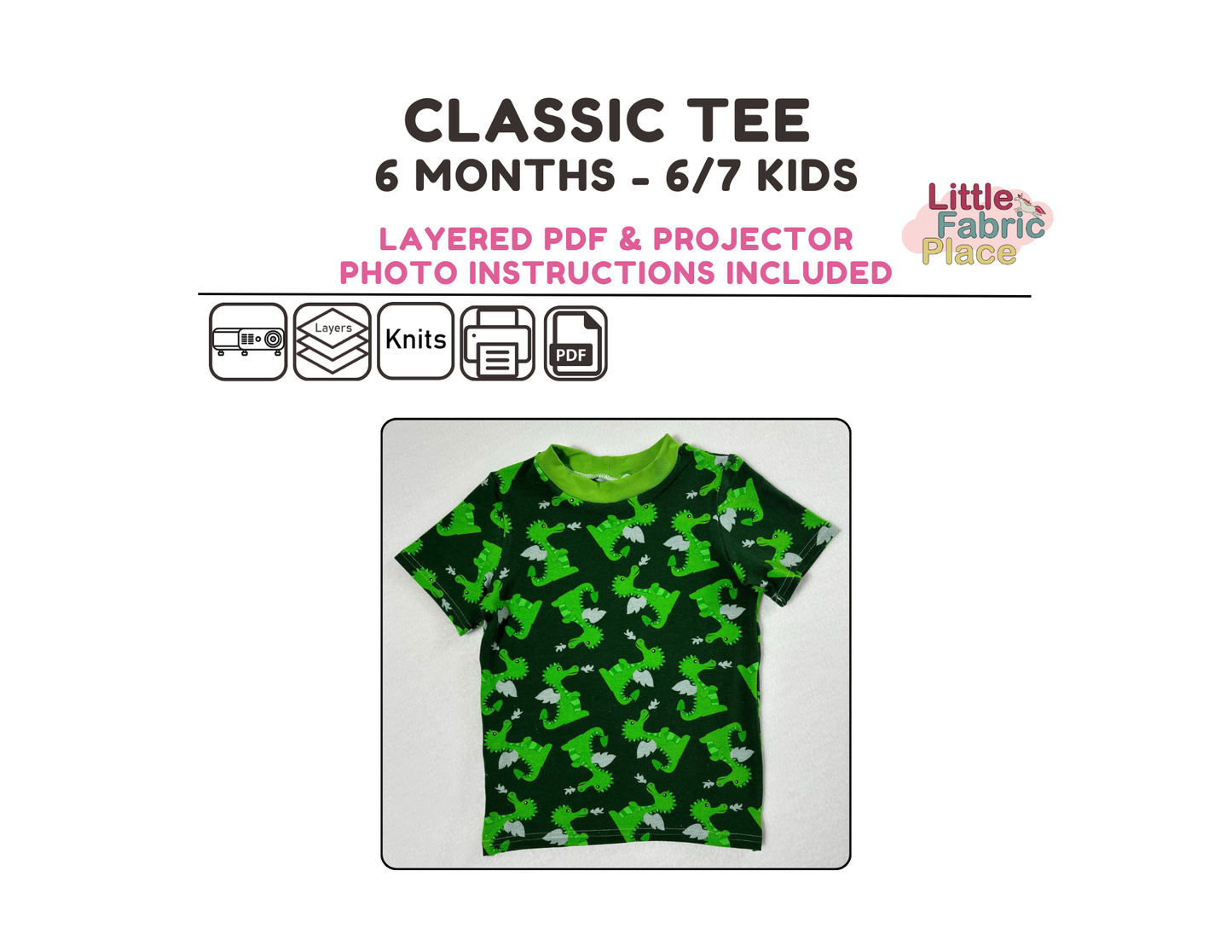 Classic Tee Babies and Kids Digital Sewing Pattern - PDF print and projector