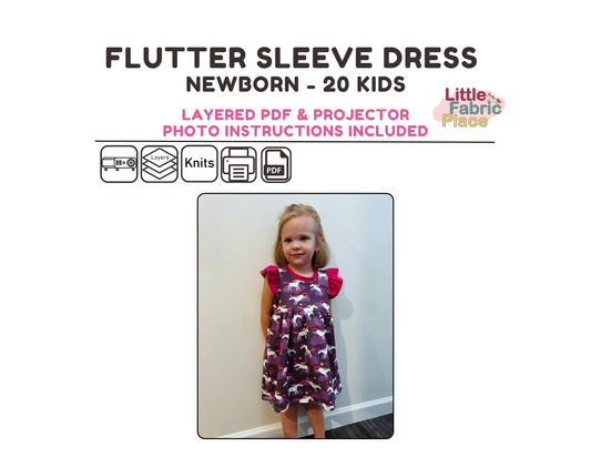 Flutter Sleeve Dress Sewing Pattern - PDF print and projector