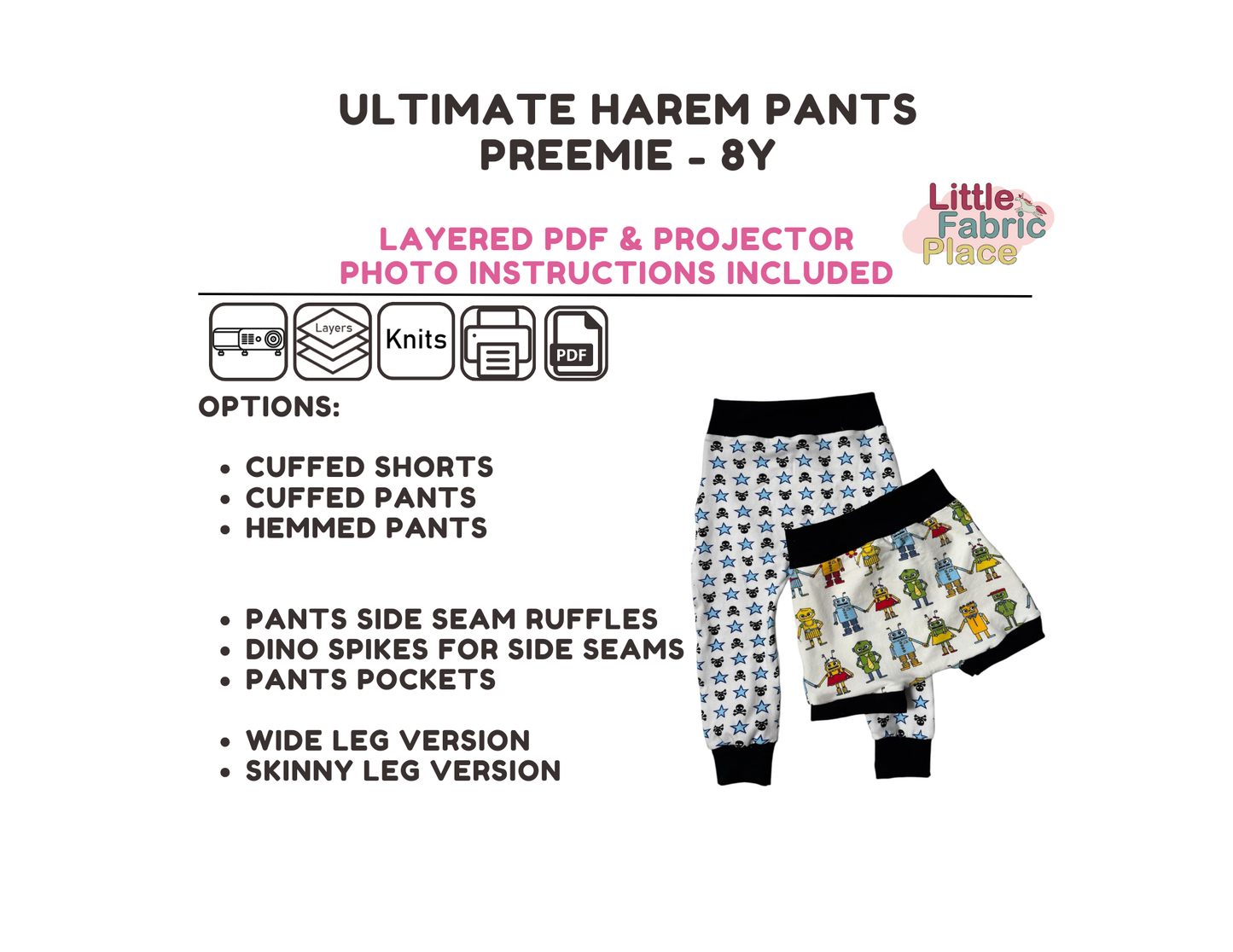 Ultimate Harem Pants Digital Sewing Pattern - PDF print and projector