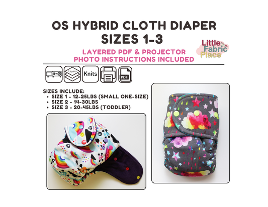 One-Size and Toddler Hybrid Cloth Diaper Digital Sewing Pattern - PDF print and projector