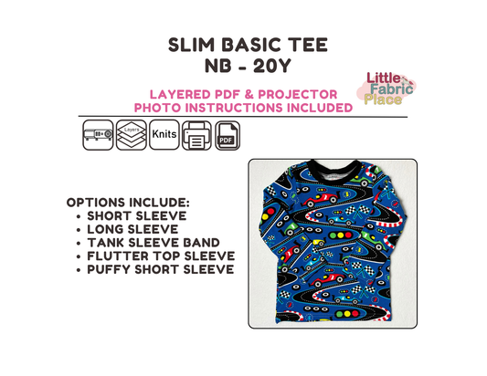 Slim Fit Basic Tee Sewing Pattern - PDF print and projector