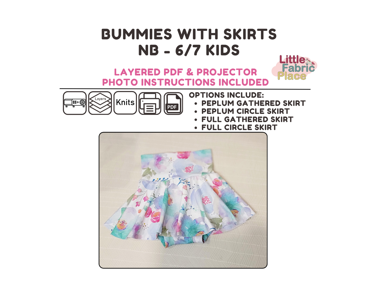 Bummies with Skirts Babies and Kids Digital Sewing Pattern - PDF print and projector