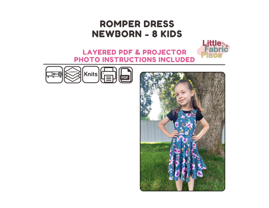 Romper Dress Digital Sewing Pattern - PDF print and projector
