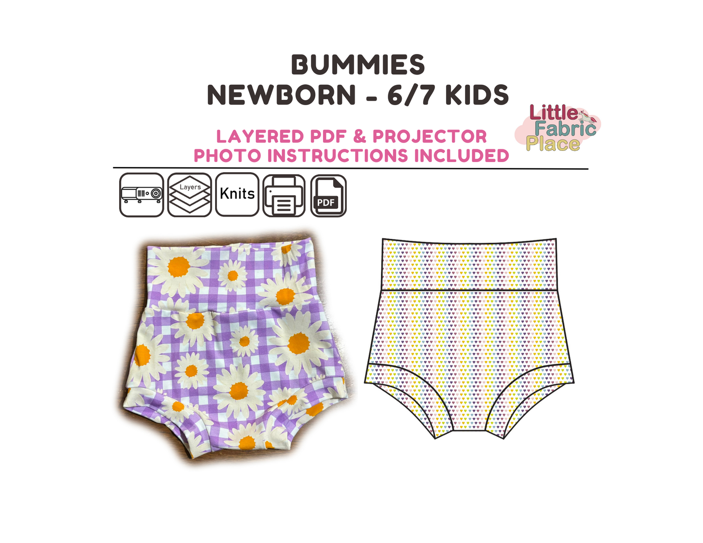 Bummies Babies and Kids Digital Sewing Pattern - PDF print and projector