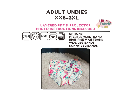 Women's Adult Underwear Digital Sewing Pattern - PDF print and projector