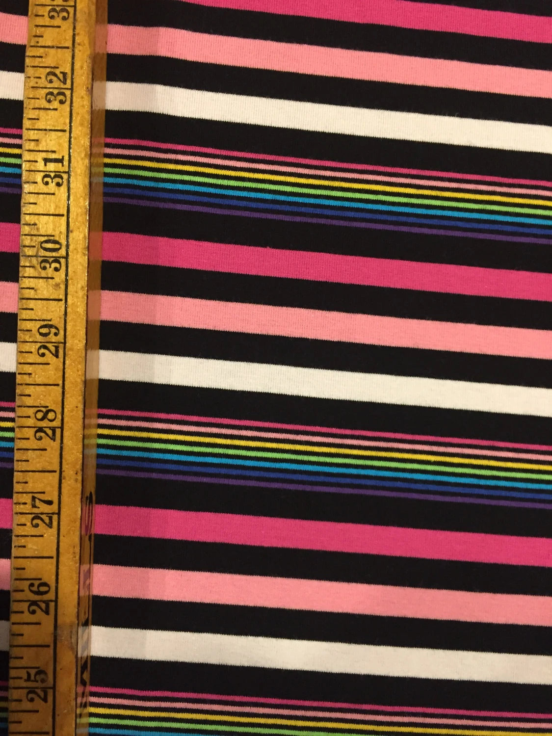 Pink and Black Stripe ITY Cotton Lycra Knit Fabric by the yard